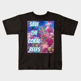 Save the Coral Reefs, Colorful Algoart Kids T-Shirt